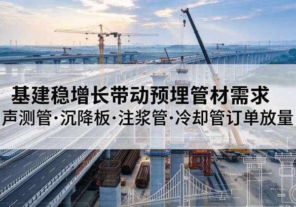 旅顺口基建稳增长带动预埋监测管材需求，声测管、沉降板、注浆管订单持续放量